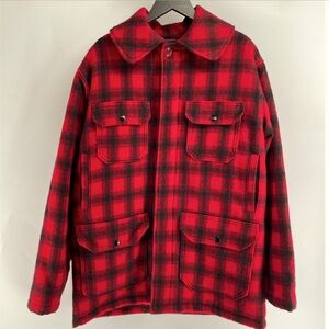 Woolrich Wool Barn Hunting Mackinaw Jacket Vintage Red & Black Buffalo Plaid